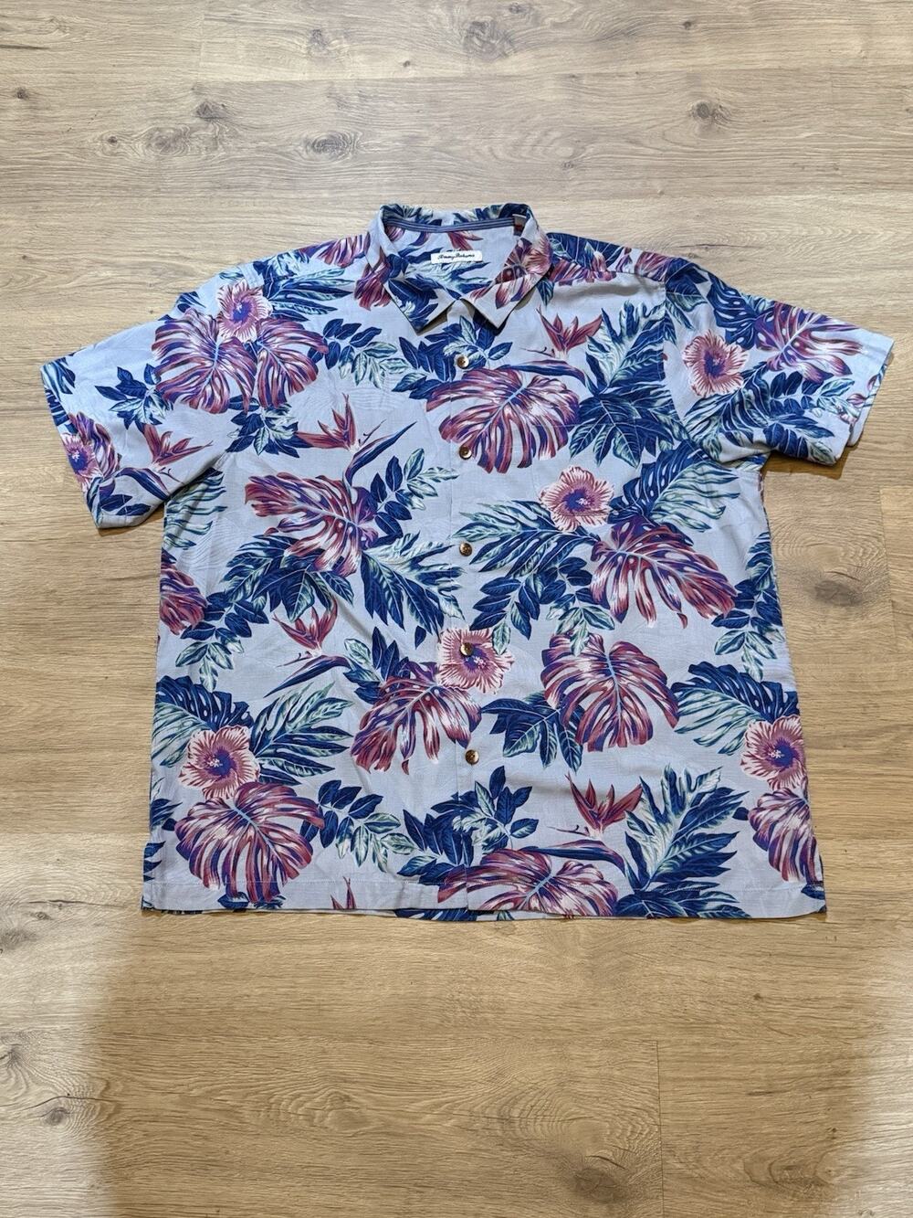 Tommy Bahama Men’s 2XL Silk Hawaiian Tropical Print Short Sleeve Shirt